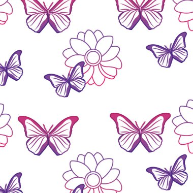 Neon satır güzel çiçek yaprakları tasarım ve kelebek arka plan ile