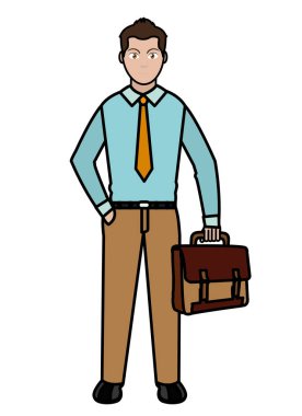 çizgi rengi şık adam bavul ve giyim tarzı ile