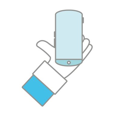 çizgi rengi adam el ile akıllı telefon mobil teknoloji