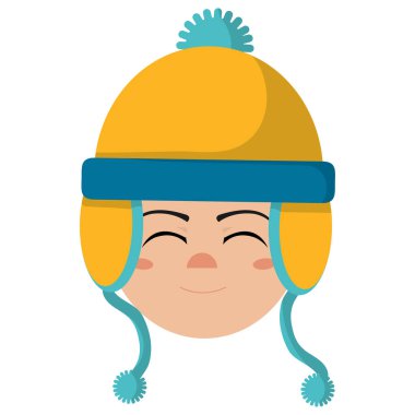 Kış bez moda şapkalı çocuk ve ve Tema izole tasarım vektör çizim sezon