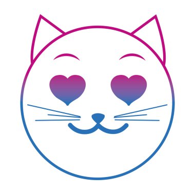 bozulmuş çizgi kedi yüz emoji ifade âşık