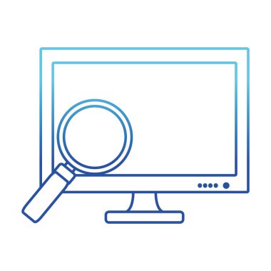 mavi çizgi ekran bilgisayar teknolojisi büyüteç ile