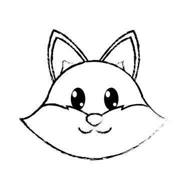 Grunge fox baş sevimli hayvan karakter