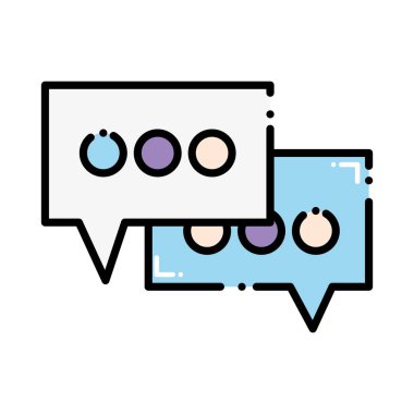 Kesikli çizgi sohbet kabarcıklar metin iletisi fikir