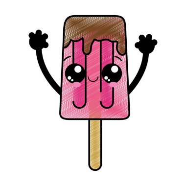 Buzlu şeker yaz tatlı ve tatlı gıda Tema izole tasarım vektör çizim