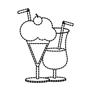 Kokteyl ve milkshake içki içecek ve menü Tema izole tasarım vektör çizim