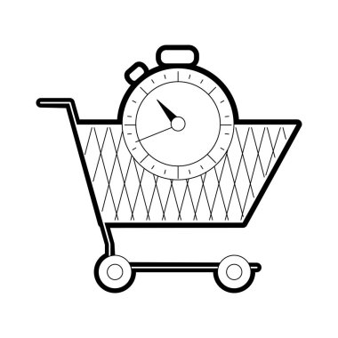 line alışveriş araba ve kronometre zaman nesne