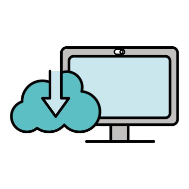 çizgi renk bilgisayar teknolojisi bulut veri indirme ile