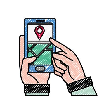 rendelenmiş adam el ile smartphone gps harita bağlanmak