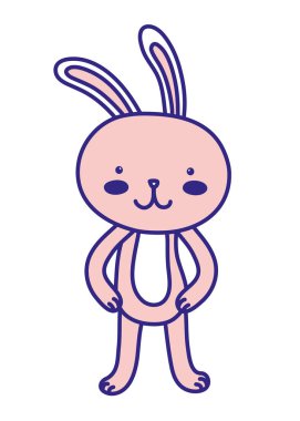 yüz ifadesi ile tam renkli mutlu tavşan karikatür