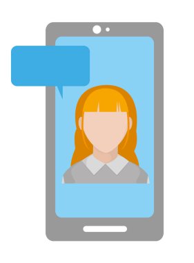Avatar kadın smartphone ile sohbet kabarcık içinde meçhul