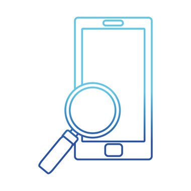 Büyüteç aracıyla mavi çizgi smartphone teknoloji