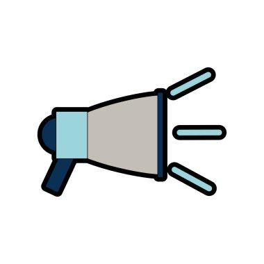 Amplifer hoparlör megafon megafon ve Tema izole tasarım vektör çizim duyurdu