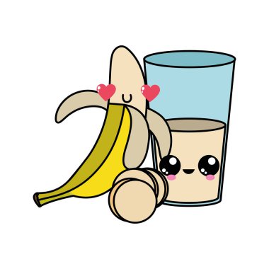 Muz ve suyu meyve sağlıklı ve organik gıda Tema izole tasarım vektör çizim