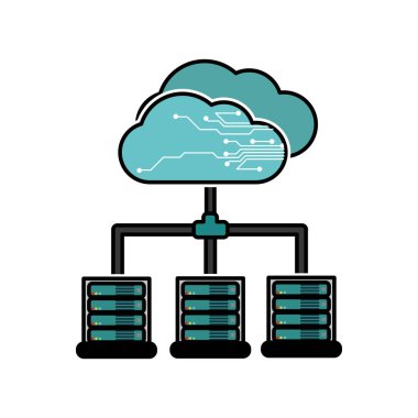 Veri Merkezi barındırma web ve Tema izole tasarım vektör çizim temel