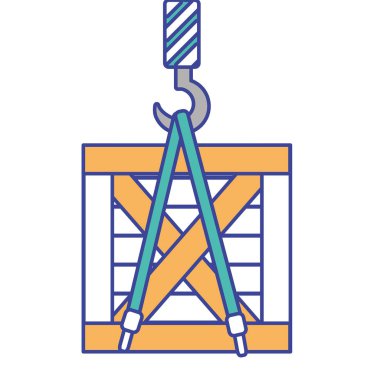 Tasarım kutusu ve vinç teslim nakliye ve lojistik Tema Isolated vektör çizim