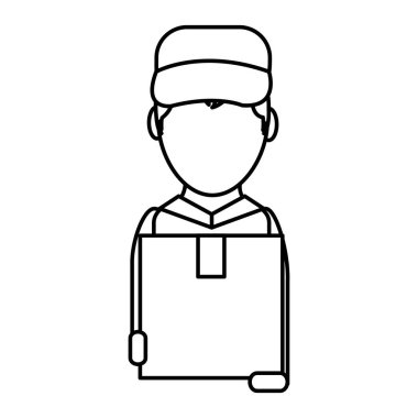 Tasarım kutusu ve adam teslim nakliye ve lojistik Tema Isolated vektör çizim