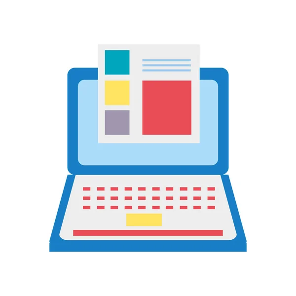 彩色电子笔记本电脑与商务文档信息 — 图库矢量图片