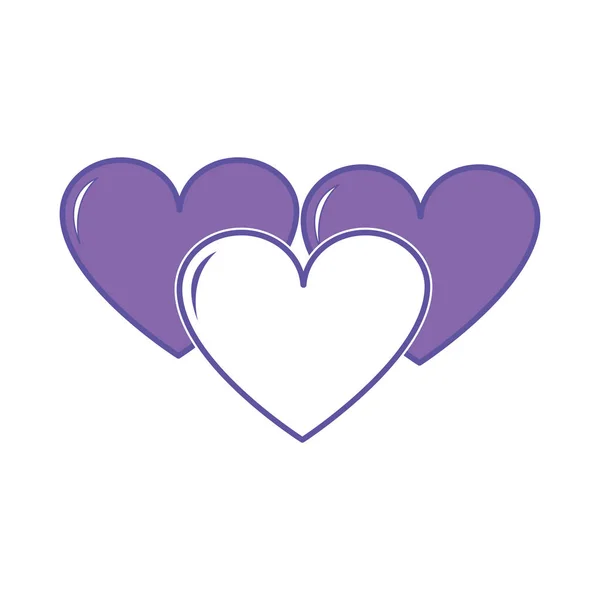 Duo color hearts love Symbol der Leidenschaft Design-Ikone — Stockvektor