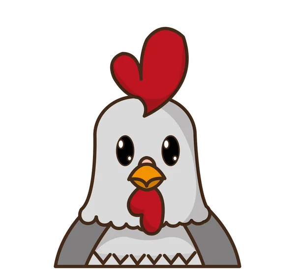 Adorabile gallo personaggio animale carino — Vettoriale Stock