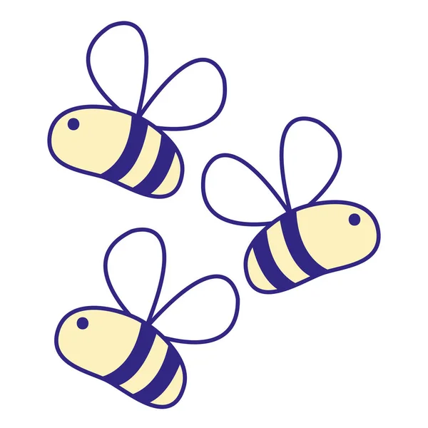 フルカラーかわいい蜂昆虫動物飛行 — ストックベクタ