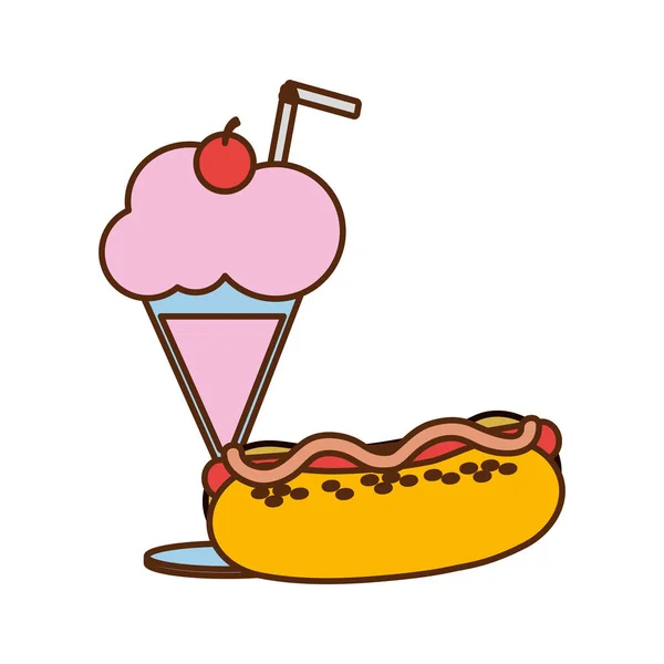 Hot dog et milkshake design — Image vectorielle