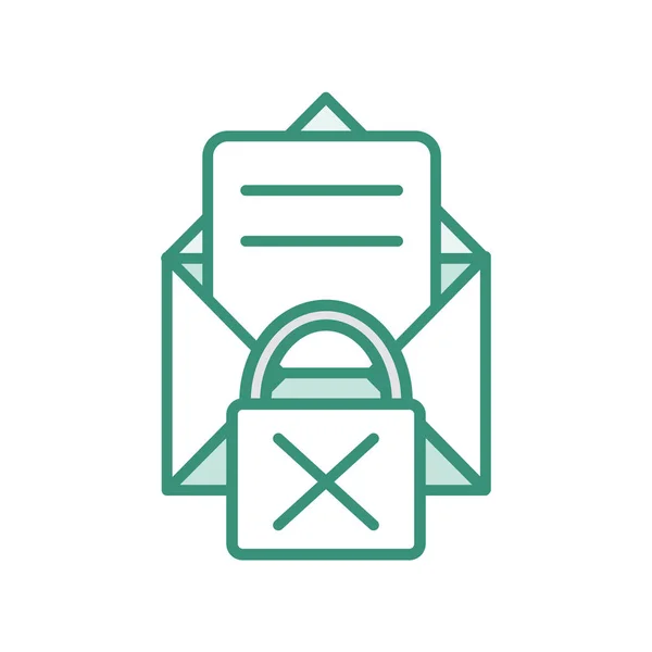 Duo color e-mail message with padlock bad security — стоковый вектор