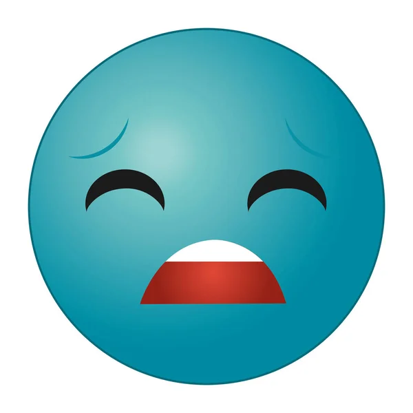 Azul lástima cara gesto emoji expresión — Vector de stock