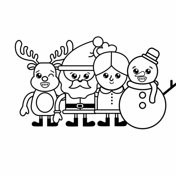 Karikatyrerna Merry Christmas Och Säsongen Tema Isolerade Design Vektorillustration — Stock vektor