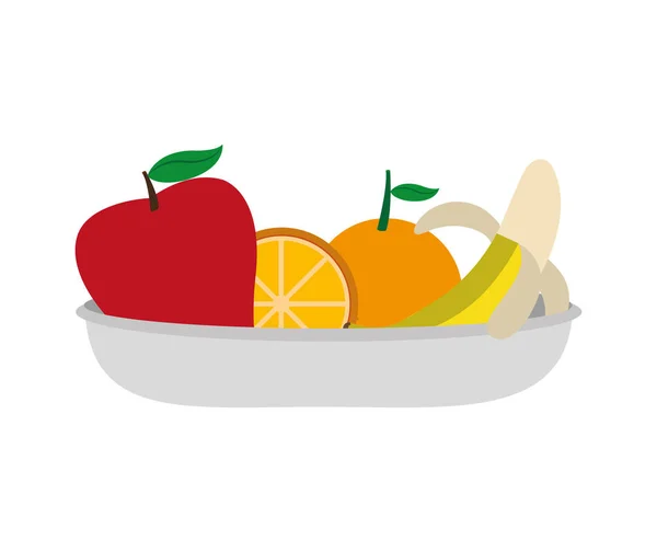 Apfel Orange Und Banane Von Obst Gesund Und Bio Lebensmittel — Stockvektor