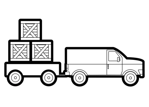 Cajas Camión Entrega Envío Logística Tema Diseño Aislado Ilustración Vectorial — Vector de stock