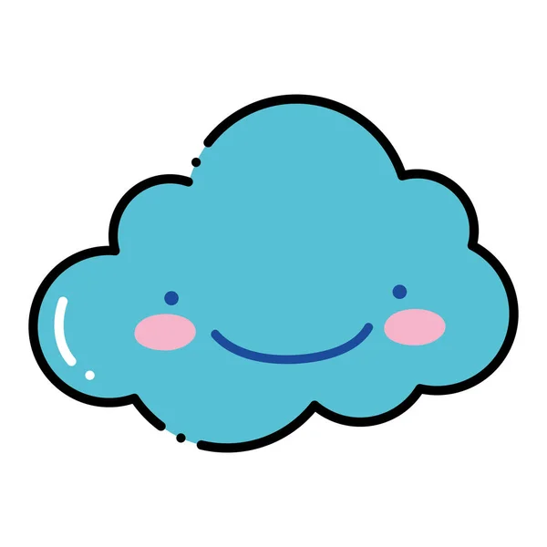 Color kawaii feliz nube tiempo en el cielo — Vector de stock