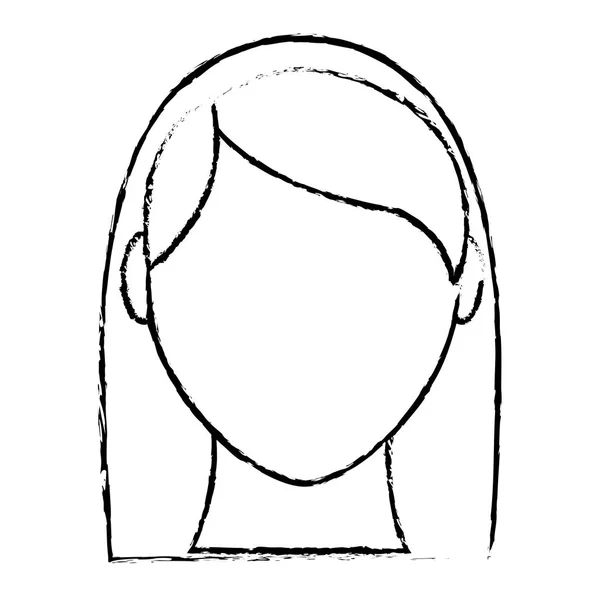 Grunge avatar tête femme avec coiffure et sans visage — Image vectorielle