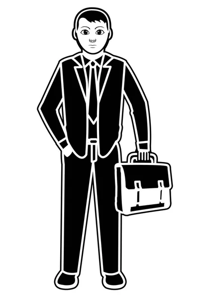 Silhouette homme avec valise et élégant style de vêtements — Image vectorielle