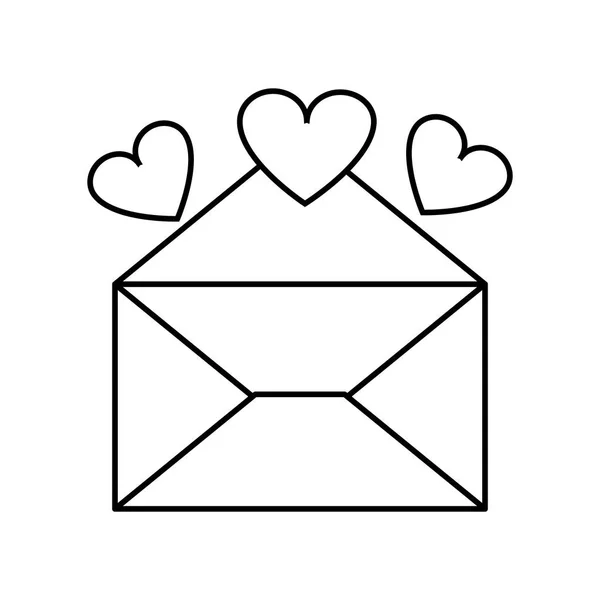 Carta abierta de línea con diseño de corazones — Vector de stock