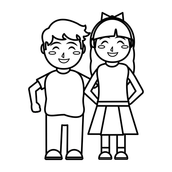 Chica y niño diseño de dibujos animados — Vector de stock