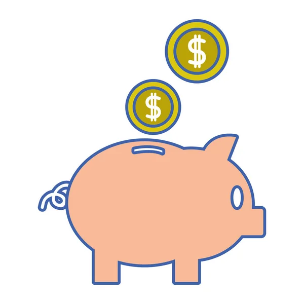 Cochon pour économiser de l'argent et des pièces avec symbole peso — Image vectorielle