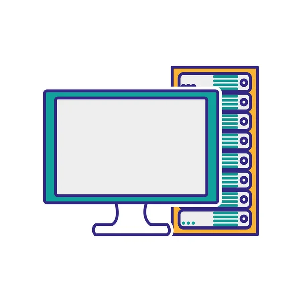 Počítač Zařízení Miniaplikace Technologie Téma Izolované Design Vektorové Ilustrace — Stockový vektor