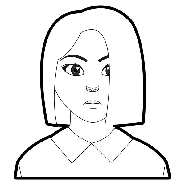 Anahat kullanıcı kadın bluzu ve saç tasarımı ile — Stok Vektör