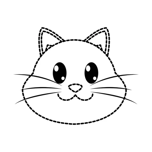 Forma punteada gato feliz cabeza lindo animal carácter — Vector de stock