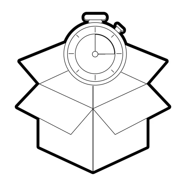 Коробка Хронометр Доставки Логистика Тема Изолированный Дизайн Векторная Иллюстрация — стоковый вектор