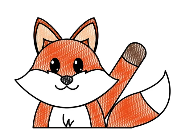 Roztomilé zvíře strouhaný fox s rukou nahoru — Stockový vektor