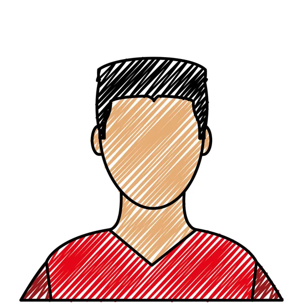 Doodle Avatar Mann mit Hemd und Standard-Gesicht — Stockvektor