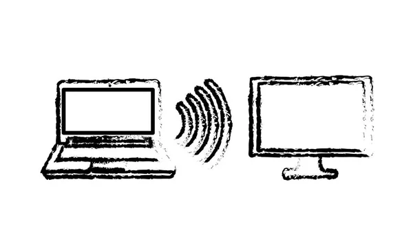 Ordenador Portátil Dispositivo Gadget Tecnología Tema Diseño Aislado Ilustración Vectorial — Vector de stock