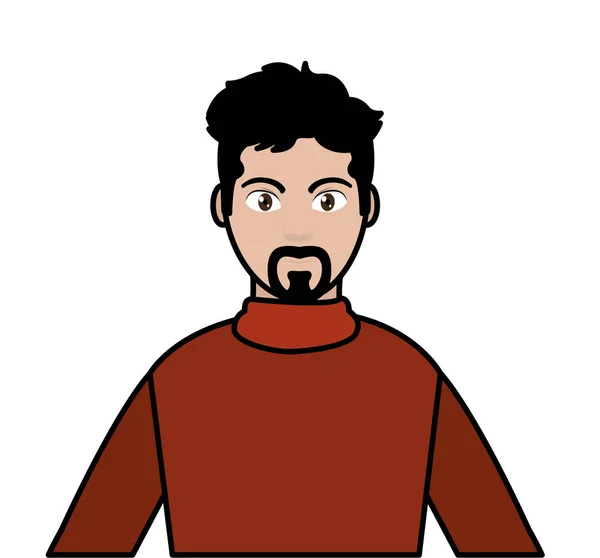 Çizgi rengi avatar erkek gömlek tasarım ve saç modeli ile — Stok Vektör