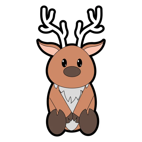 Full color reindeer cute wild animal character — Stock Vector