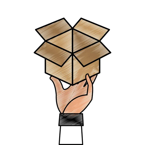 ボックスや配送物流テーマ免震の手設計ベクトル図 — ストックベクタ
