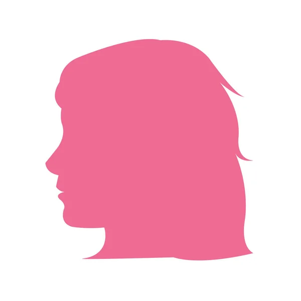 Cabeça mulher contorno colorido com design de penteado — Vetor de Stock