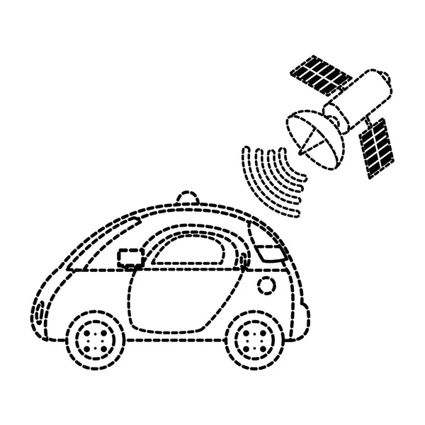 Forma punteada coche de policía con conexión wifi por satélite — Vector de stock