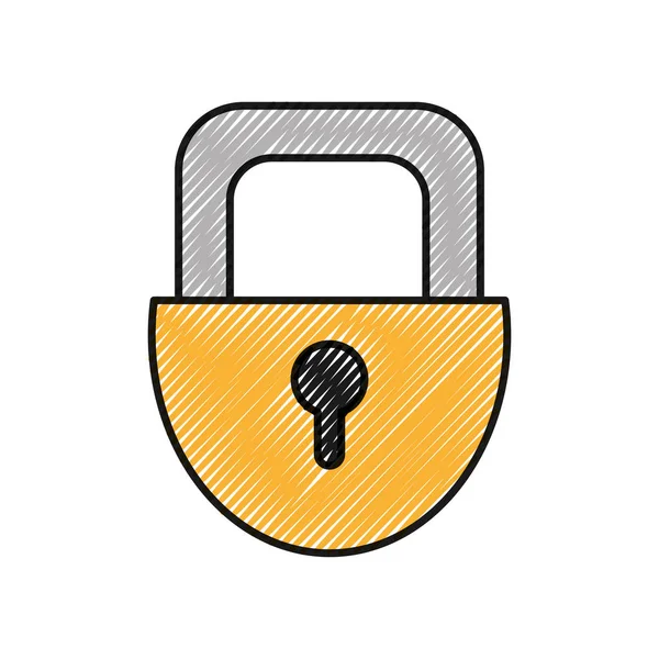 Grated padlock security object to privacy access — Stock Vector